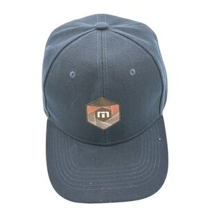 TravisMathew Mens Navy Blue Golf Hat w/Vinyl Logo Patch Adjustable Baseball Cap